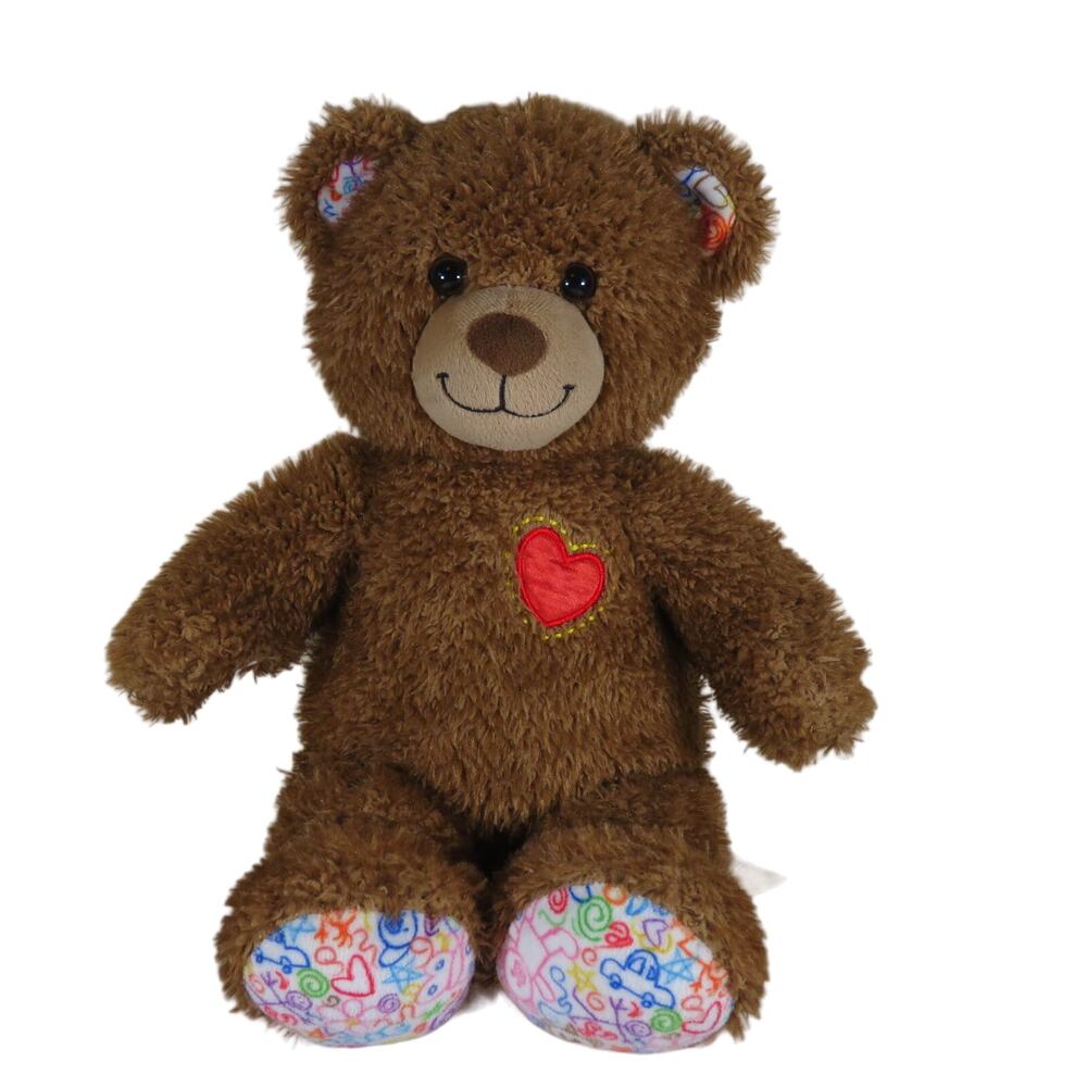 Build A Bear Plush Teddy with Heart Patch & Patterned Paws 2020 Stuffed Animal